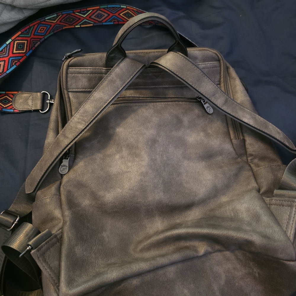 Gray Leather Backpack - image 2